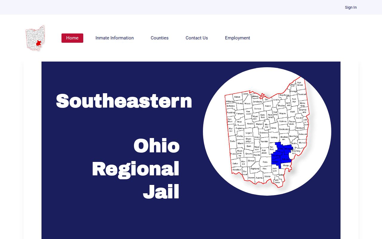Official Southeastern Ohio Regional Jail website showing facility identity